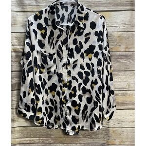 Miss‎ Kelly 1999 Women Blouse Medium Silky Polyester Animal Print Party Shirt